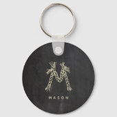 Minimalistisch Fun Chalkboard Pap Monogram Sleutelhanger (Achterkant)