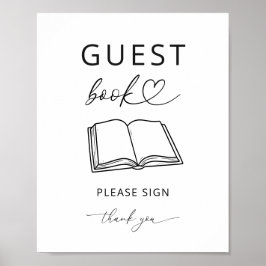 Minimalistisch gastenboek bord baby shower poster