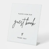 Minimalistisch gastenboek bruiloft | Onderteken on Reclamebord Met Voetstuk (Voorkant)