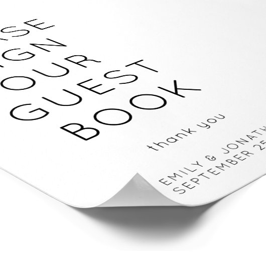 Minimalistisch Gastenboek Trouwbord Poster (Hoek)
