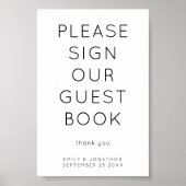 Minimalistisch Gastenboek Trouwbord Poster (Voorkant)