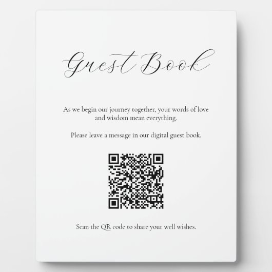 Minimalistisch Gastenboekteken met QR-code Fotoplaat (Voorkant)