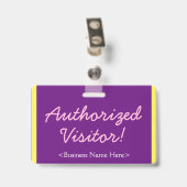Minimalistisch 'Geautoriseerde bezoeker'! badge (Achterkant met clip)