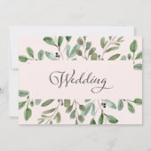 Minimalistisch gebladerte Blush Pink | Bruiloft Kaart (Achterkant)