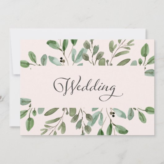 Minimalistisch gebladerte Blush Pink | Bruiloft Kaart (Achterkant)