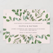 Minimalistisch gebladerte Blush Pink | Bruiloft Kaart (Voorkant / Achterkant)