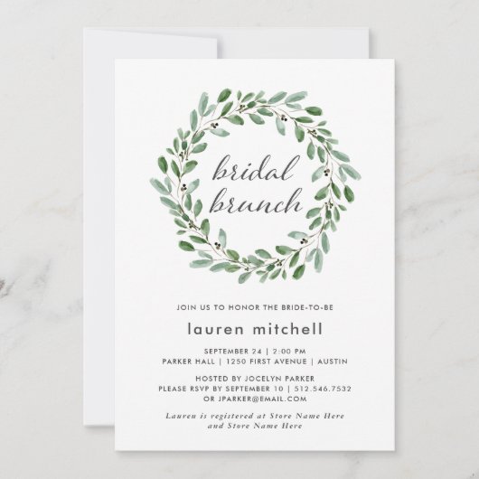 minimalistisch gebladerte | bruidbrunch kaart (Voorkant)