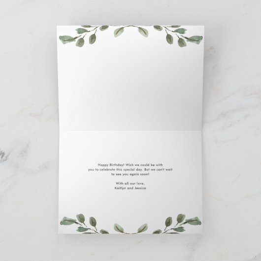 minimalistisch gebladerte | Gelukkige verjaardag Kaart (Binnen)