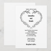 Minimalistisch gebladerte open hart zwart wit brui kaart (Voorkant / Achterkant)