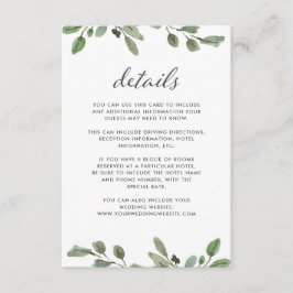 minimalistisch gebladerte | Wedding Guest Details Informatiekaartje