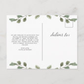 Minimalistisch gebladerte zwart | Trouwen Bewaar d Aankondigingskaart (Achterkant)