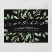 Minimalistisch gebladerte zwart | Trouwen Bewaar d Aankondigingskaart (Voorkant)