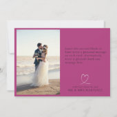 Minimalistisch gebold fotomagenta zwart bedankkaart (Achterkant)