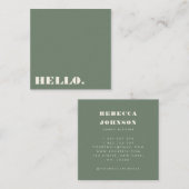 Minimalistisch gebold Hallo Vierkante Visitekaartje (Voorkant / Achterkant)