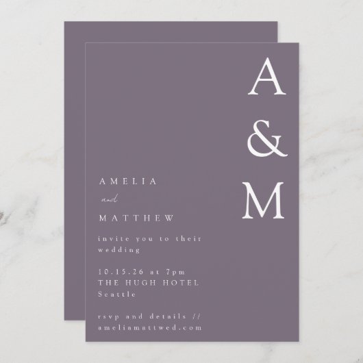 Minimalistisch gebold monogram Boho Dusty Paarse b Kaart (Voorkant / Achterkant)