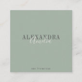 Minimalistisch gebold script Boho Sage Green Foto Vierkante Visitekaartje (Voorkant)