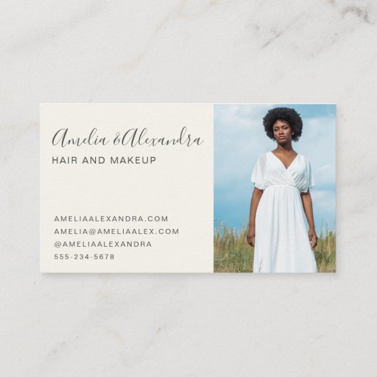 Minimalistisch gebold script Boho Sage Green Foto Visitekaartje (Achterkant)