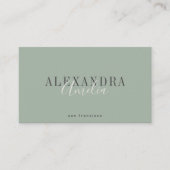 Minimalistisch gebold script Boho Sage Green Foto Visitekaartje (Voorkant)