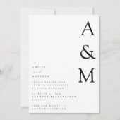 Minimalistisch gebold wit monogram Typografie Wedd Kaart (Voorkant)