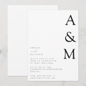 Minimalistisch gebold wit monogram Typografie Wedd Kaart (Voorkant / Achterkant)