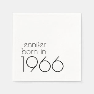 Minimalistisch Geboren in 1966 Zwart 60ste Verjaar Servet