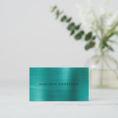 Minimalistisch geborsteld metaal Blauwgroen groen Visitekaartje (Staand voorkant)