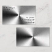Minimalistisch geborsteld metaal Modern Elegant Visitekaartje (Voorkant / Achterkant)