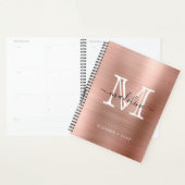 Minimalistisch geborsteld metaal Roos Gold Modern  Planner (Display)
