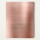 Minimalistisch geborsteld metaal Roos Gold Modern  Planner (Achterkant)