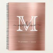 Minimalistisch geborsteld metaal Roos Gold Modern  Planner (Voorkant)