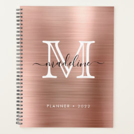Minimalistisch geborsteld metaal Roos Gold Modern  Planner