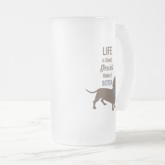 Minimalistisch gebruik van Dachshund Silhouette Matglas Bierpul (Voorkant rechts)