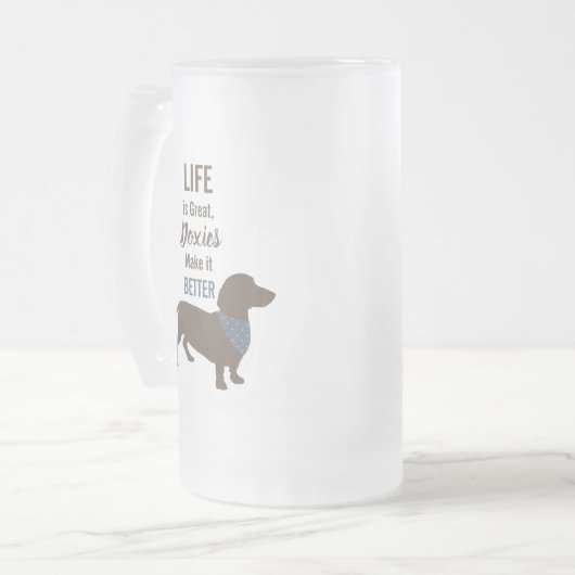 Minimalistisch gebruik van Dachshund Silhouette Matglas Bierpul (Voorkant links)