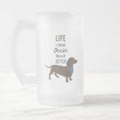 Minimalistisch gebruik van Dachshund Silhouette Matglas Bierpul (Links)