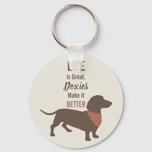 Minimalistisch gebruik van Dachshund Silhouette Sleutelhanger (Voorkant)