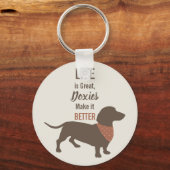 Minimalistisch gebruik van Dachshund Silhouette Sleutelhanger (Voorkant)