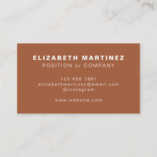 Minimalistisch gebruik van Terracotta Modern Profe Visitekaartje (Achterkant)