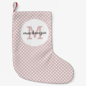 Minimalistisch gedempt roze schaduw geruite patroo kleine kerstsok (Voorkant)