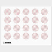 Minimalistisch gedempt roze schaduw geruite patroo ronde sticker (Vel)