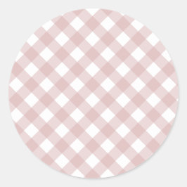 Minimalistisch gedempt roze schaduw geruite patroo ronde sticker