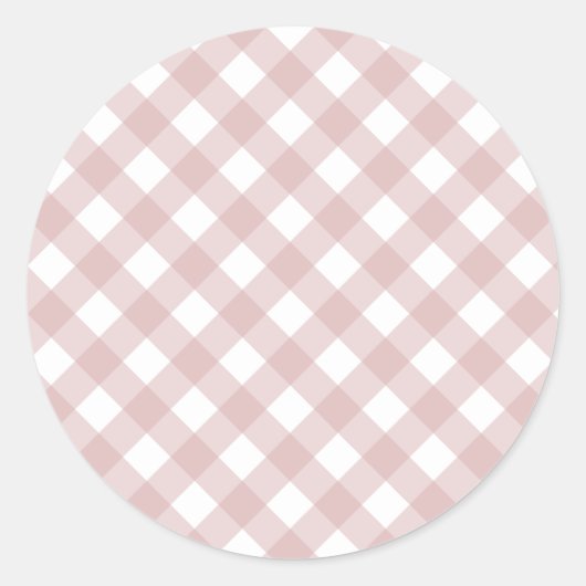 Minimalistisch gedempt roze schaduw geruite patroo ronde sticker (Voorkant)