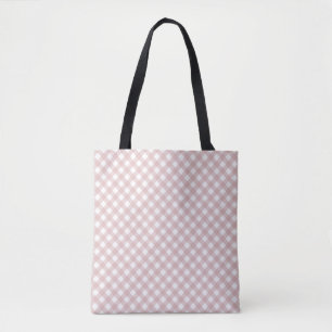 Minimalistisch gedempt roze schaduw geruite patroo tote bag