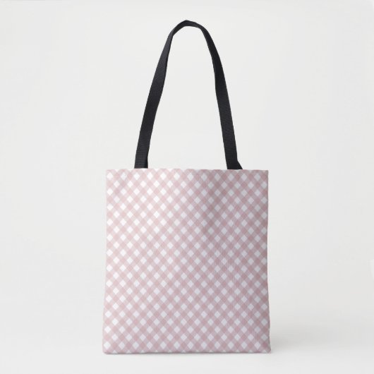 Minimalistisch gedempt roze schaduw geruite patroo tote bag (Voorkant)
