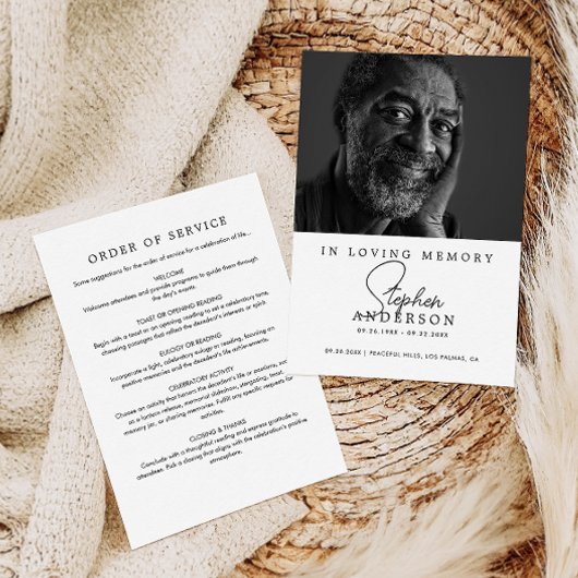 Minimalistisch gedenkteken, viering van het leven  programmakaart