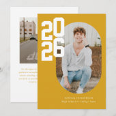 Minimalistisch geel 2025 foto Afstuderen Aankondiging (Voorkant / Achterkant)