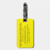 Minimalistisch geel Bagagelabel (Achterkant verticaal)