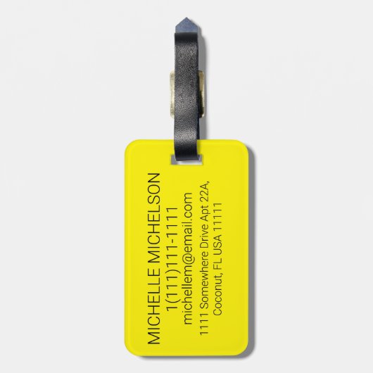 Minimalistisch geel Bagagelabel (Achterkant verticaal)