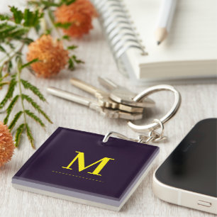 Minimalistisch geel elegant gesofisticeerd monogra sleutelhanger