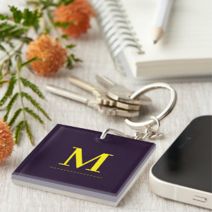 Minimalistisch geel elegant gesofisticeerd monogra sleutelhanger