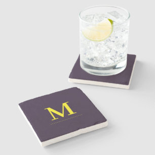 Minimalistisch geel elegant gesofisticeerd monogra stenen onderzetter